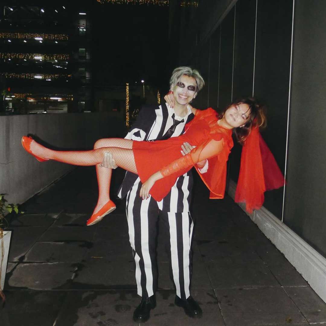 Rapha Ridao and Keanna Magracia as Beetlejuice and Lydia Deetz